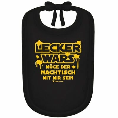 KRAUSE & SOHN Unisex Baby Lätzchen schwarz mit Spruch "Lecker wars ..." Geschenk zur Geburt