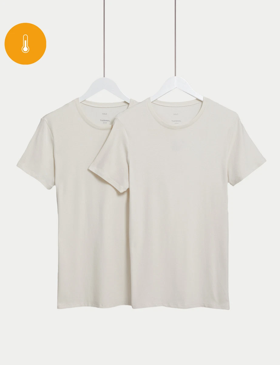 M&S 2pk Heatgen Light Thermal Short Sleeve Tops