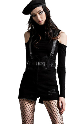 Killstar Gothic Goth Punk Hot Pants - Rebel Heart Suspender Shorts