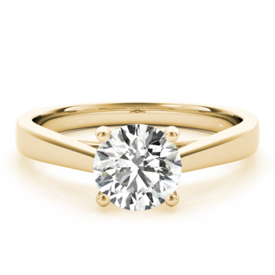 1.00 Ct Round Simulated Diamond Engagement Ring 14K Solid Yellow Gold Size 6 7 