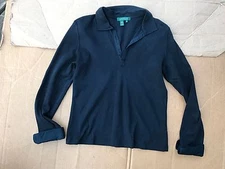 Ralph Lauren Women's Blouse NAVY 100% Cotton Medium