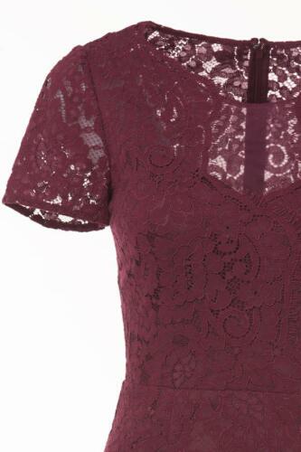 JS COLLECTIONS Dark Berry Red Lace Illusion Sheer Yoke Faux Wrap Sheath Dress 6 - Picture 3 of 8