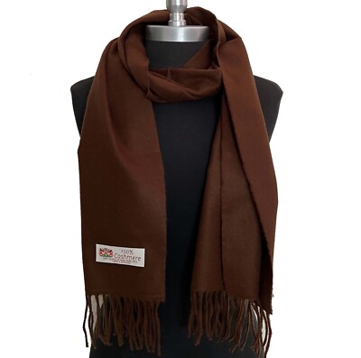 Men's WINTER 100% CASHMERE SCARF SOLID Dark Brown Made in England Soft Wool Wrap