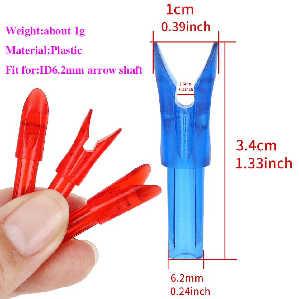 50x Archery Arrow Nock Insert Arrow Tail .244inch Fast Shooting Arrow Shaft DIY - Image 2 of 4