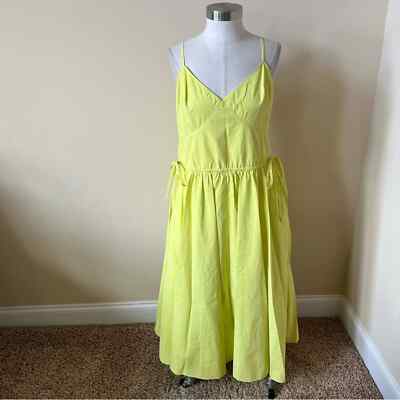 Jason Wu Spaghetti Strap V-Neck Maxi Dress In Electric Lemon Size 6 17201