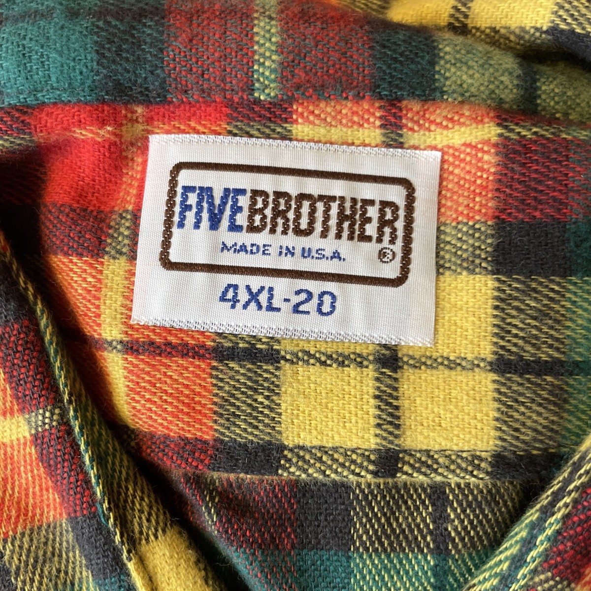 Vintage 60s 70s NOS NWOT Five Brother USA Union Made Flannel Shirt
