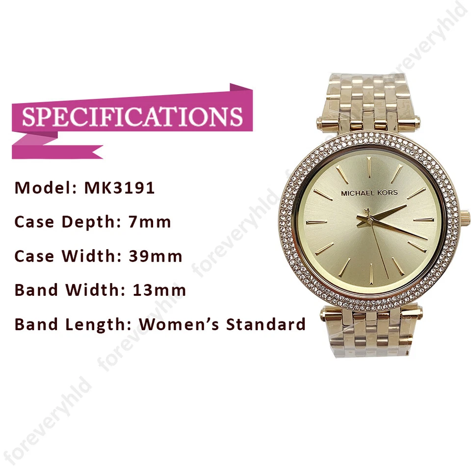 New Michael Kors MK3191 Darci Glitz Gold Dial Pave Bezel Fashion Women's Watch - image 2 of 4