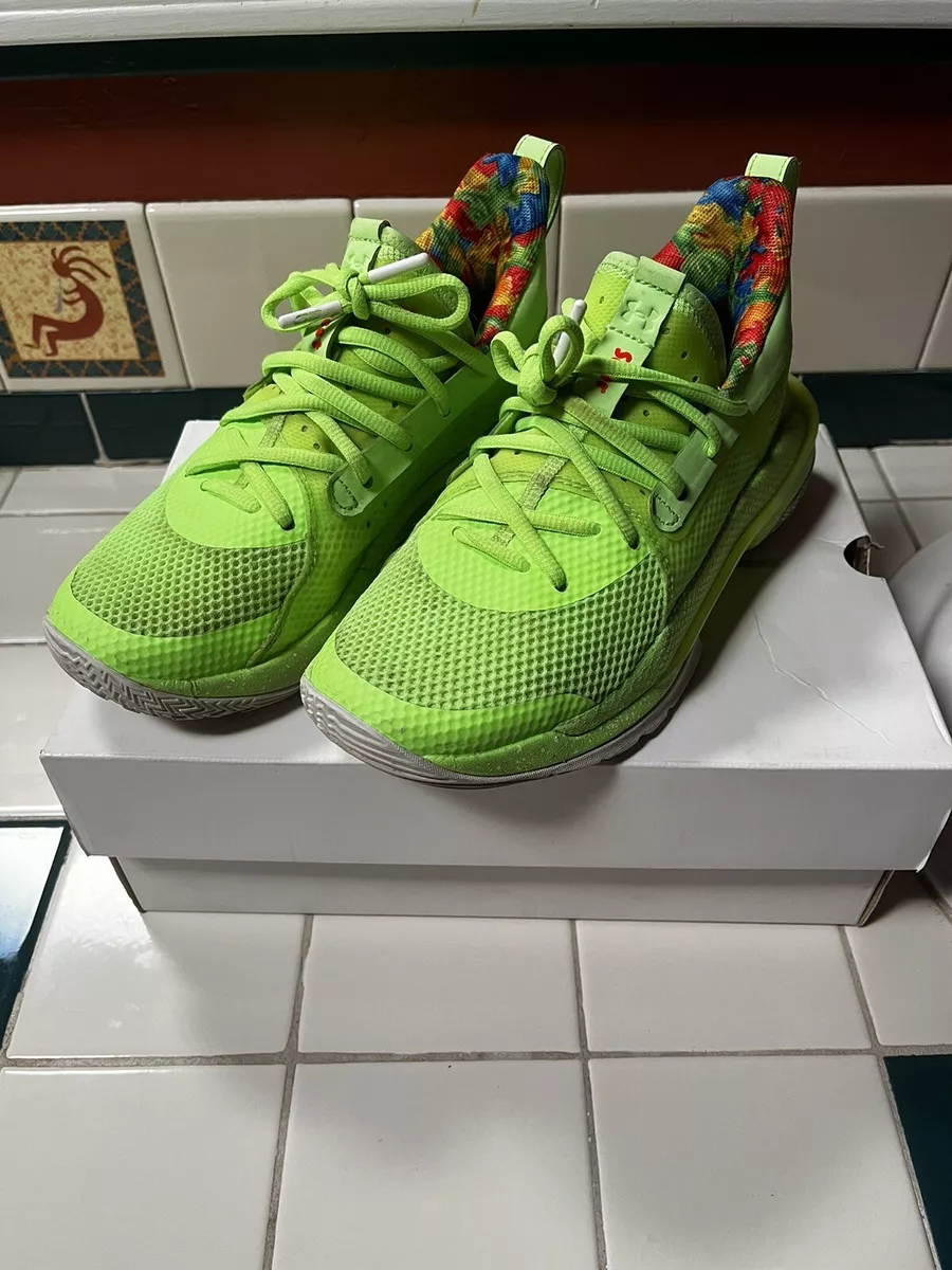 Size 4.5y Under Armour Curry 7 Lime Green