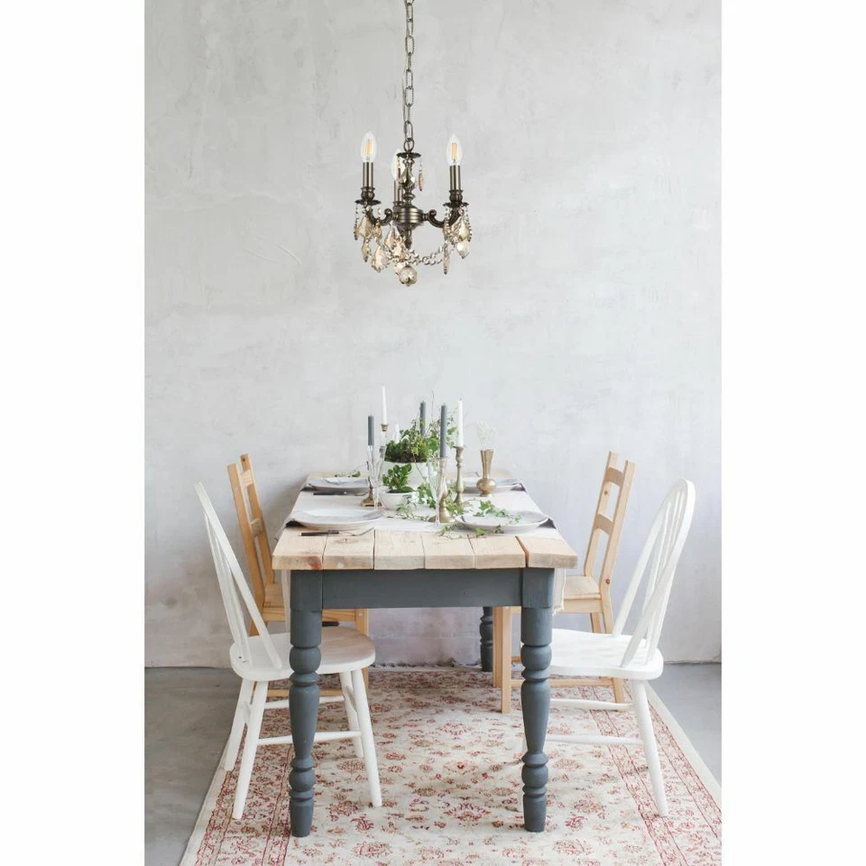 Golden Teak Crystal Pendant 3 Light Fixture Pewter Bathroom Bedroom Chandelier - Image 4 of 4