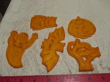 Halloween Plastic Cookie Cutters Clear Orange Bat Cat Owl Ghost 5 Lot Amscam G