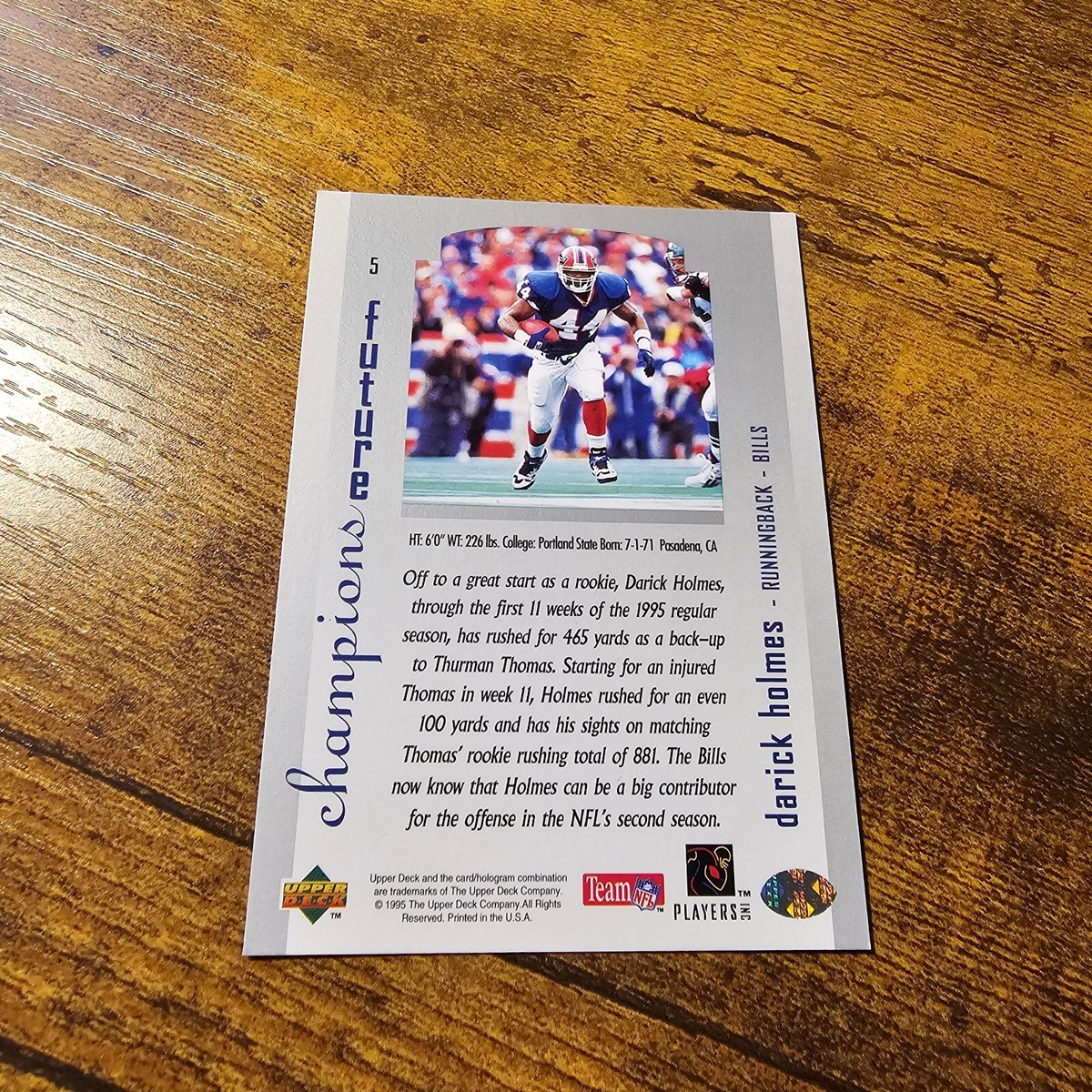 1995 SP Championship Football Card #5 Darick Holmes Rookie 1995 SP Championship Football Card #5 Darick Holmes Rookie