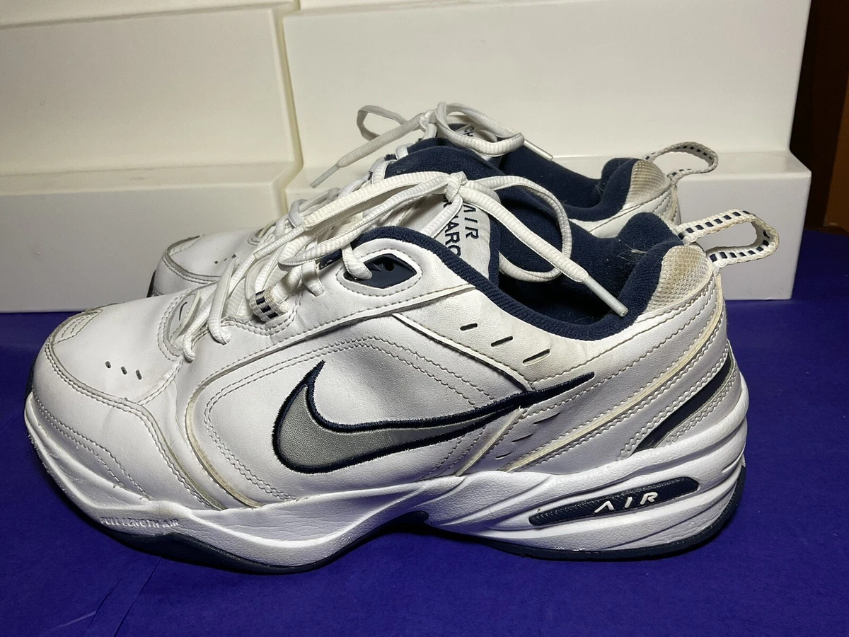 Nike Mens Air Monarch IV White Blue Running Shoes Size 11W 416355 102