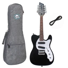 Musoo Brand Mandocaster Electric Mandolin Mandolina In Black W/Gig Bag