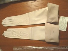 Vtg Cream Kid Leather Opera Wedding 17" Long Gloves Sz 6.5 New France Roger Fare