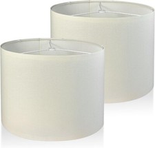 Natural Linen Handmade Drum Lamp Shade 13" x 13" x 10" High Spider Beige