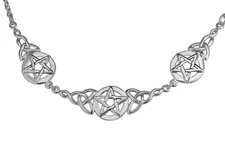 Sterling Silver Celtic Knot Pentacle Necklace Wiccan Triquetra Witch Pentagram