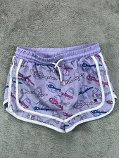 Girls 10 12 Shorts Champion Purple Logo Print Spell Out Softshell Athletic Gym