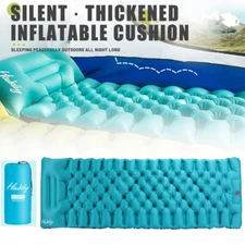 Blue Self-Inflating Sleeping Pad - Durable Sleep Mat for Camping w/Storage Bag