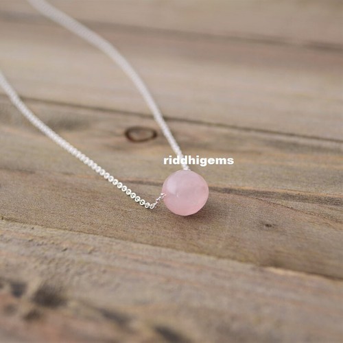 Natural Rose Quartz Beads Bar Necklace 