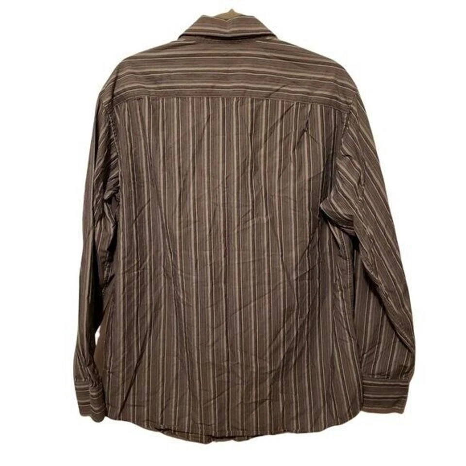 Camisa de vestir manga larga a rayas azul gris talla L de Axcess para hombre Foto 4 de 4