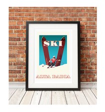 Alta Badia  SKI  ITALIA  poster print vintage retro skiing snowboard Italy