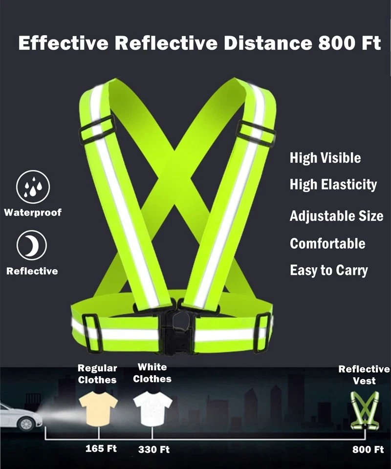 Chaleco de seguridad con correa reflectante - Paquete de 2 reflectantes ajustables de alta visibilidad Foto 2 de 4