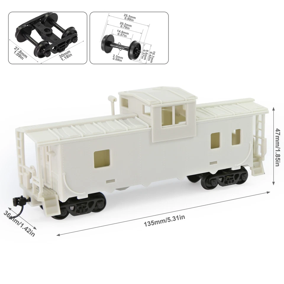 Evemodel 1pc HO Scale 1:87 Blank Unpainted Unassembled 36' Wide Vision Caboose - Image 4 of 4