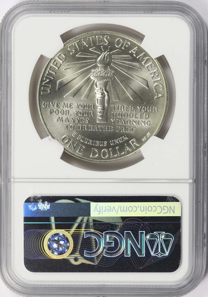 1986-P Statue of Liberty Commemorative $1 Silver Dollar NGC MS69 - Image 2 of 2