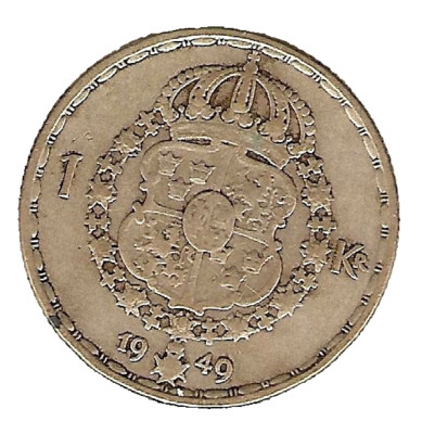 1949 SWEDEN SILVER COIN 1 KRONE