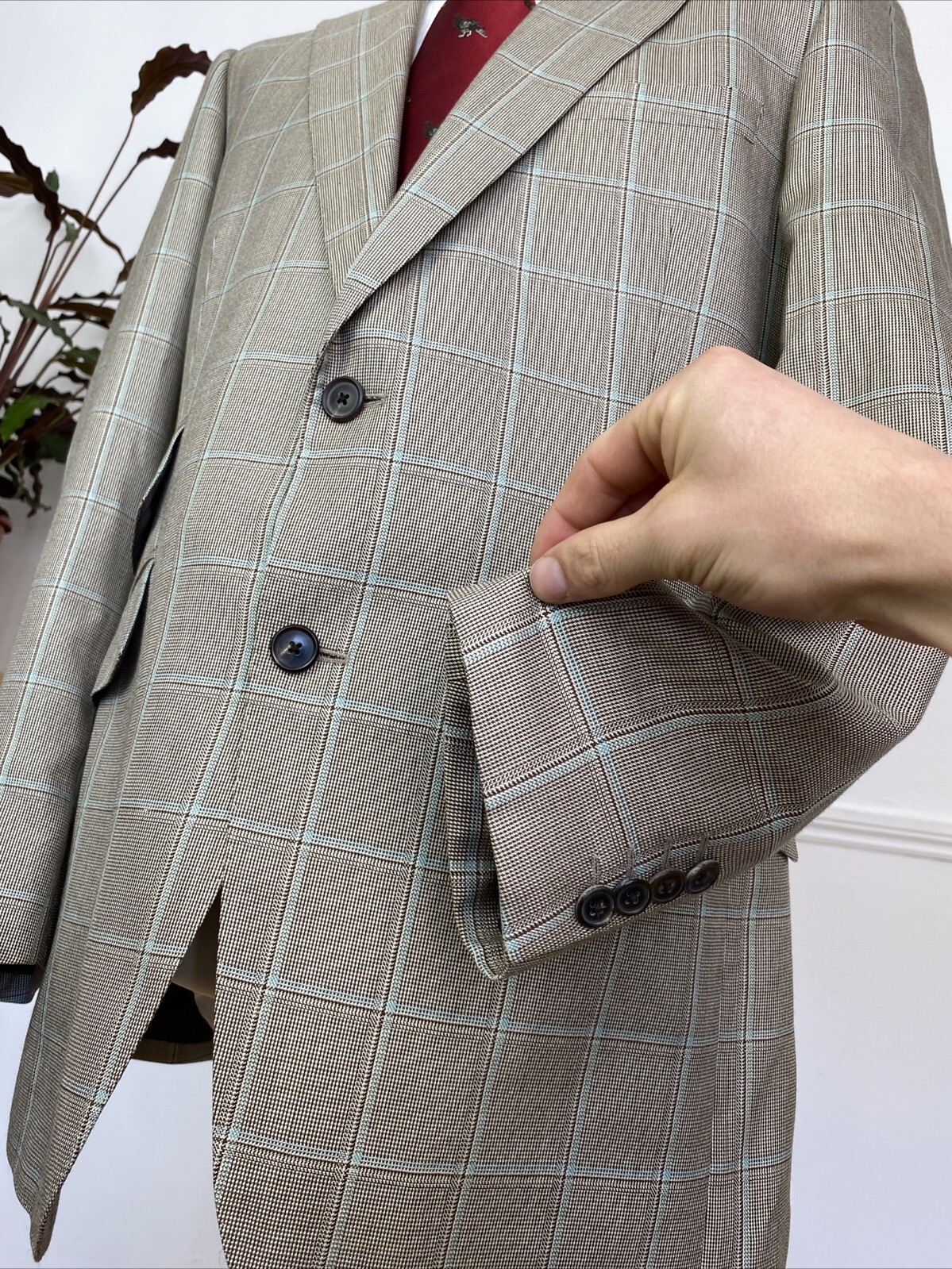 FILA Giacca blazer Gieves & Hawkes Savile Row leggera a quadri tweed lana e seta 42R