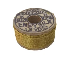 Antique Richardson Embroidery Silk 3 Yards Golden Yellow Spool Unused Deadstock