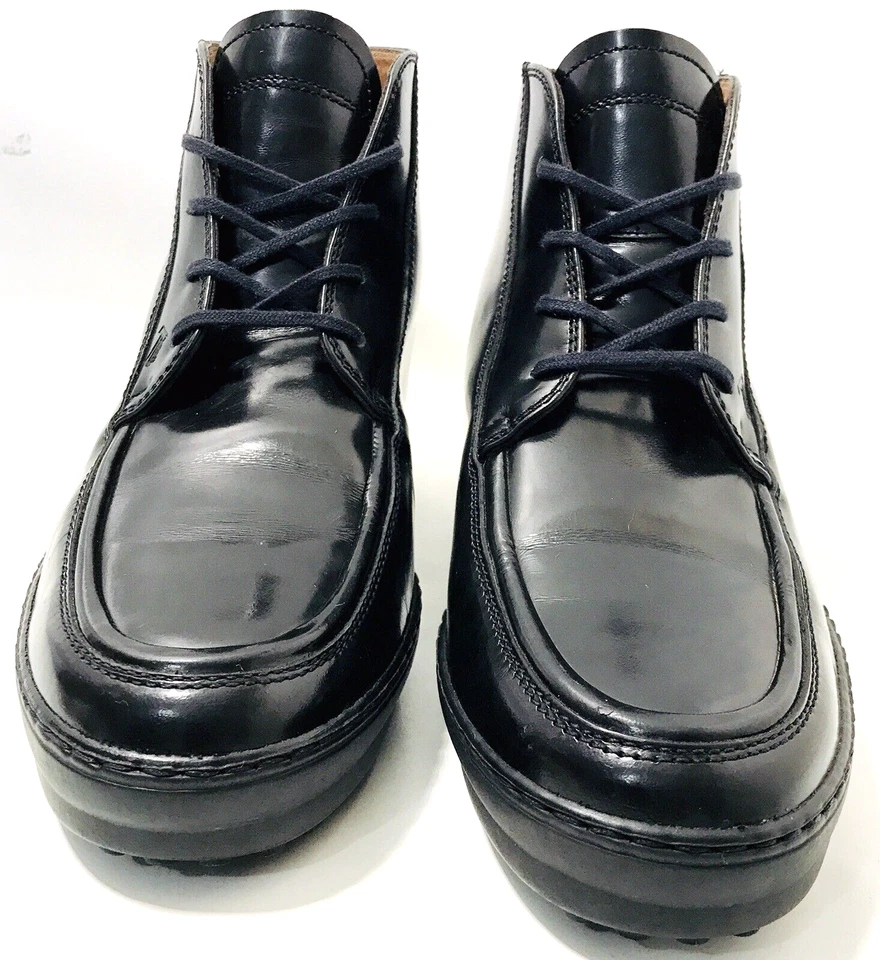 TOD’S Women Black Leather Chunky Lace Up Combat Ankle Boots Sz 8 Stylish Comfort - Image 2 of 4