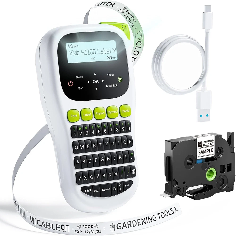 Portable H1100 Handheld Label Maker Machine with Tape for Home & Office Organization Portable H1100 Handheld Label Maker Machine with Tape for Home & Office Organization