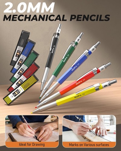 Portable Carpenter Pencil Set with Ergonomic Tools: 27 Pencils & Case Included - Picture 5 of 9