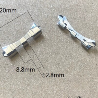 Silver Steel 20x3.8x2.8mm Curved End Links Spring Bars Bracelet Watch Band Strap