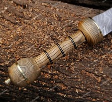 Fully Hand Forged Damascus Steel Gladiator / Gladius Sword with Ash Wood Handle.