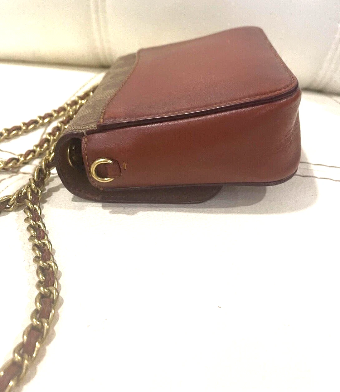 Mini Coach Madison in pelle tela rivestita con firma tè rosa lucchetto.