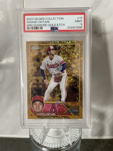 Topps Gilded Collection 2023 Shohei Ohtani Mini Diamond Gold Etch #17 PSA 9