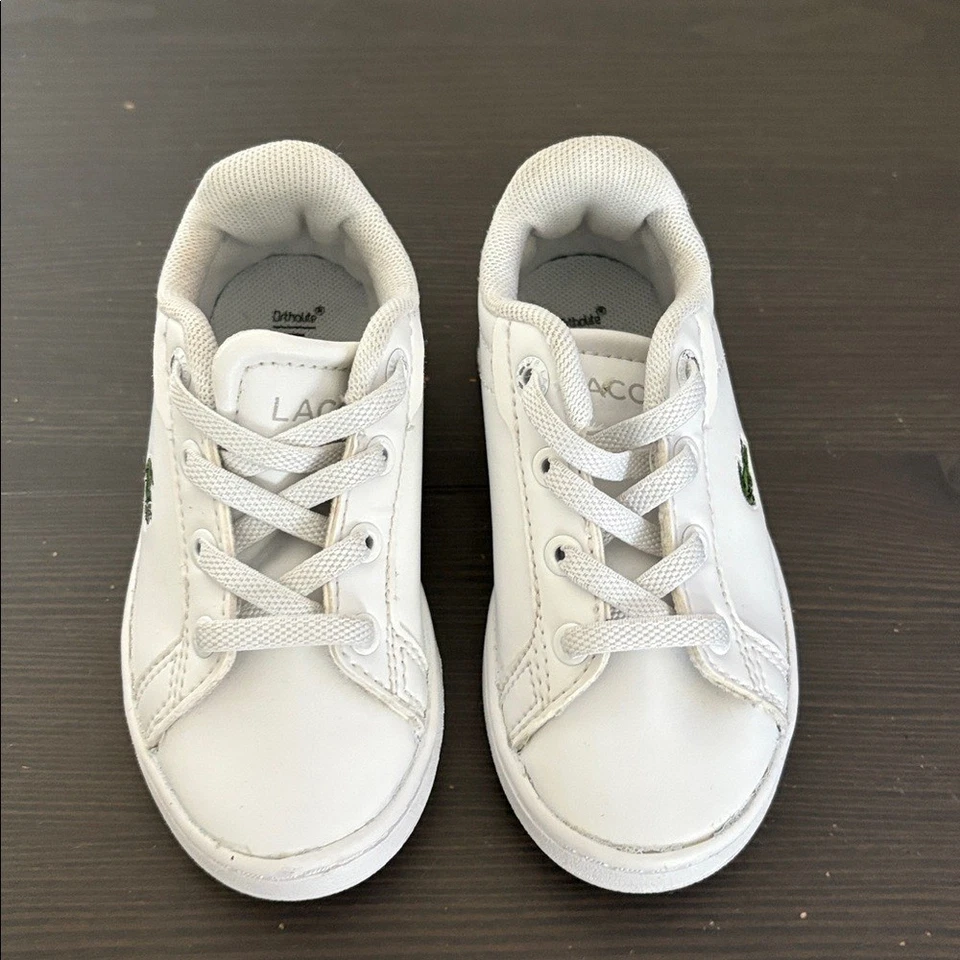 Lacoste Carnaby Pro toddler sneakers in white leather green crocodile size 6 - Image 3 of 4