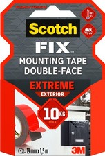Scotch-Fix Ruban Adhésif Double Face fixation Extrême 3M 1,5 m x 19 mm Noir Fr