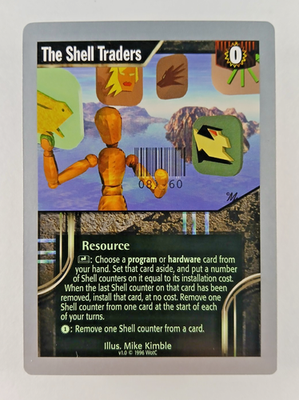 The Shell Traders - v1.0 Rare, Netrunner CCG card (1996 WotC) Base
