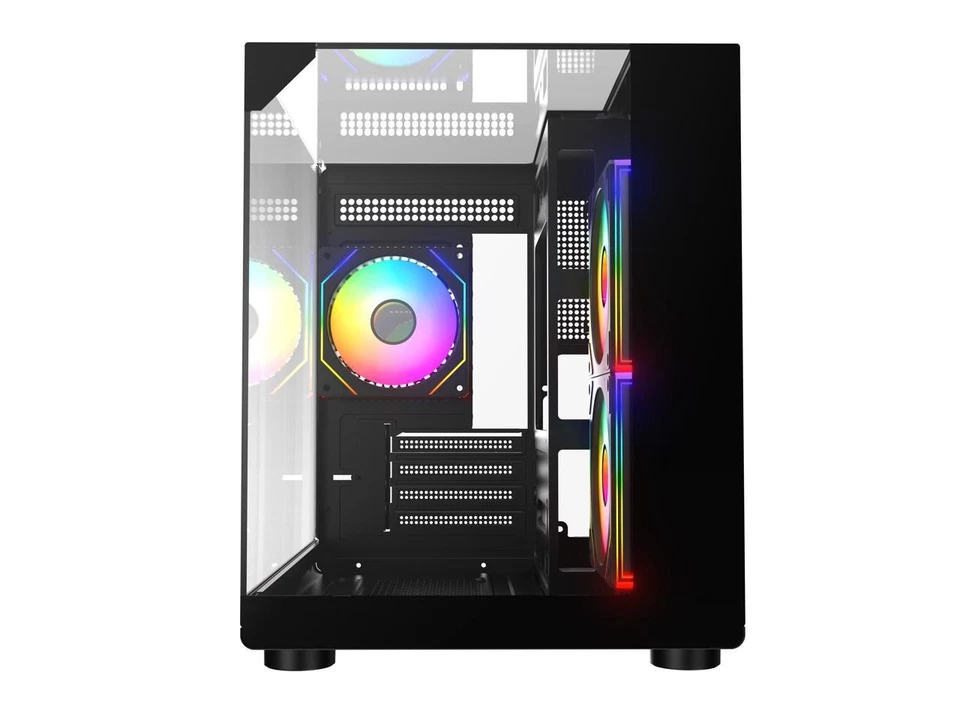 Computadora para juegos hágalo usted mismo ARGB-DC100-BK negra doble USB3.0 vidrio templado Micro ATX C Foto 4 de 4