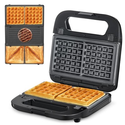 3 In 1 Electric Sandwich Maker Press Grill with Removable Non Stick Plates