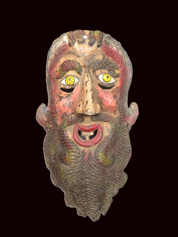 Vintage Mexican Copper Folk Art Mask from Guerrero, c; 1900's (260)
