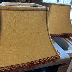 Contemporary PAIR BOHO Fringed Square Lamp Shades 7x9.5x12” Bell