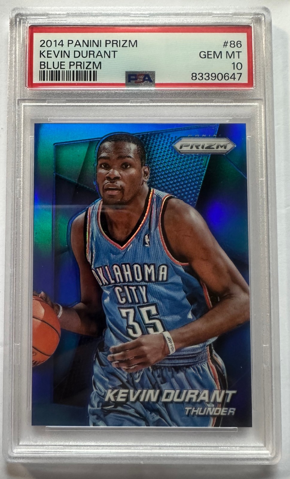 2014 Panini Prizm Kevin Durant Blue Prizm PSA 10 Gem Mint #86 44/99