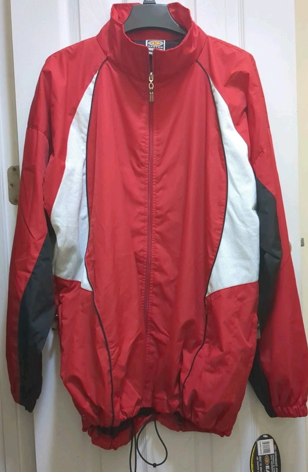 Easton Men's Windbreaker Red, Black & White Jacket Size XL Full Zipper NWTags