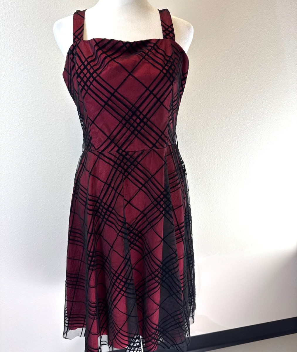 Coldwater Creek Lined Red Dress with Black Net Overlay Size 8P Dark  Academia | eBay