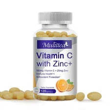 Vitamin C Capsules Plus Zinc For Immune System Antioxidant Daily Supplement