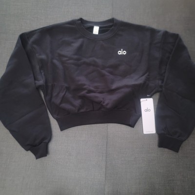 Alo Yoga Cropped Accolade Crewneck Black Women s Medium